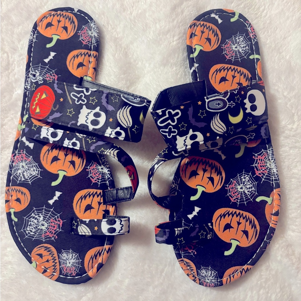 New Halloween Pumpkin and Skull Sandals